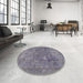 Round Abstract Lavender Purple Modern Rug in a Office, abs825