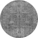 Round Machine Washable Abstract Gray Modern Rug, wshabs825gry