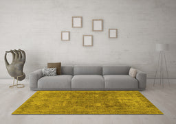 Machine Washable Abstract Yellow Modern Rug in a Living Room, wshabs825yw