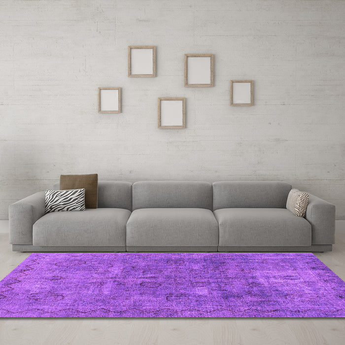 Machine Washable Abstract Purple Modern Area Rugs in a Living Room, wshabs825pur
