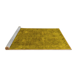Sideview of Machine Washable Abstract Yellow Modern Rug, wshabs825yw