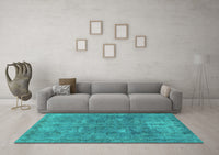 Machine Washable Abstract Turquoise Modern Rug, wshabs825turq