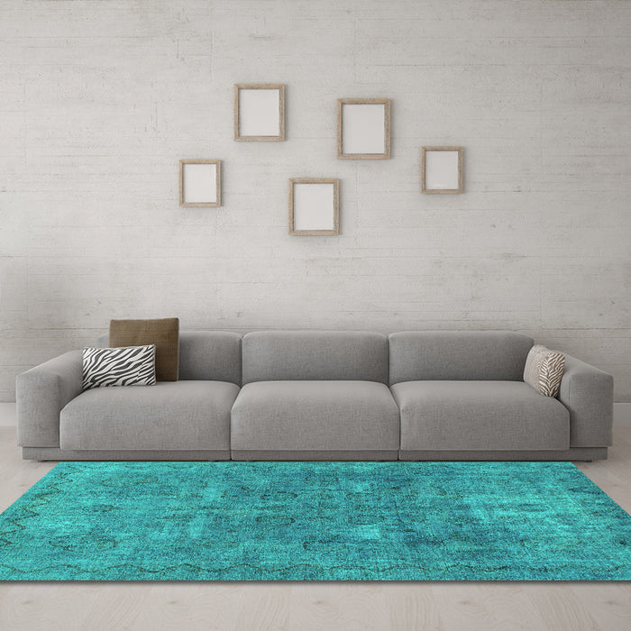 Machine Washable Abstract Turquoise Modern Area Rugs in a Living Room,, wshabs825turq