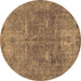 Round Abstract Brown Modern Rug, abs825brn