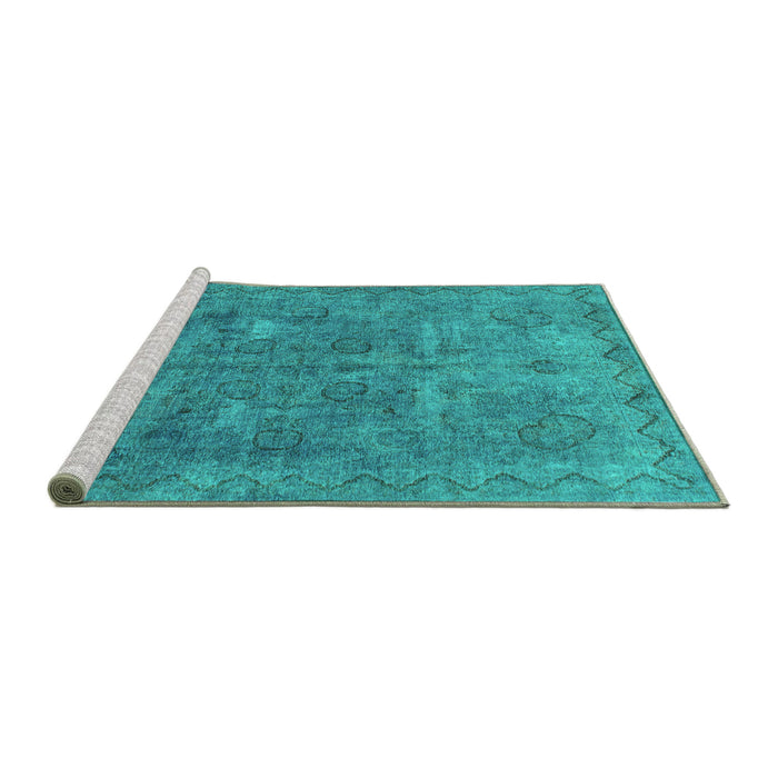 Sideview of Machine Washable Abstract Turquoise Modern Area Rugs, wshabs825turq