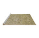 Sideview of Machine Washable Abstract Ginger Brown Green Rug, wshabs826