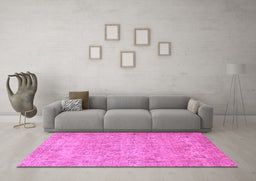 Machine Washable Abstract Pink Modern Rug in a Living Room, wshabs826pnk