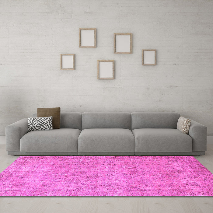 Machine Washable Abstract Pink Modern Rug in a Living Room, wshabs826pnk