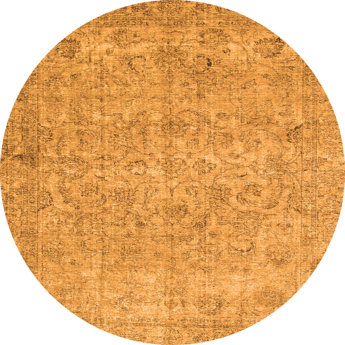 Round Machine Washable Abstract Orange Modern Area Rugs, wshabs826org