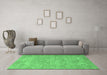 Machine Washable Abstract Emerald Green Modern Area Rugs in a Living Room,, wshabs826emgrn