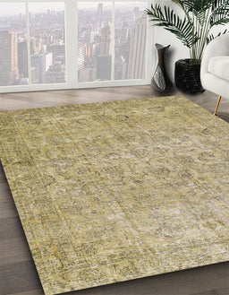 Abstract Ginger Brown Green Modern Rug in Family Room, abs826