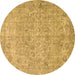 Round Abstract Brown Modern Rug, abs826brn