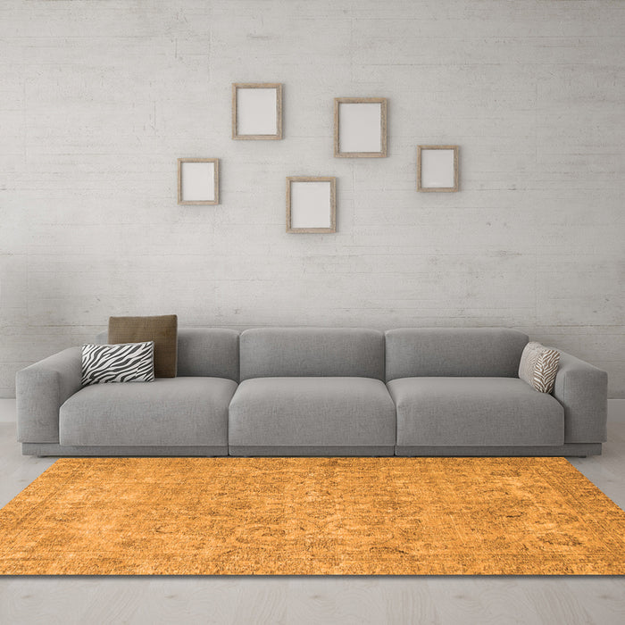Machine Washable Abstract Orange Modern Area Rugs in a Living Room, wshabs826org