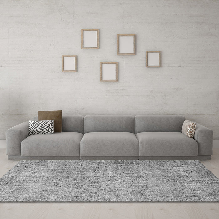 Machine Washable Abstract Gray Modern Rug in a Living Room,, wshabs826gry