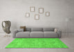 Machine Washable Abstract Green Modern Area Rugs in a Living Room,, wshabs826grn