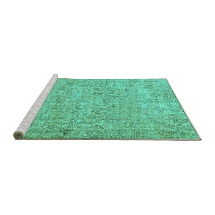 Sideview of Machine Washable Abstract Turquoise Modern Area Rugs, wshabs826turq