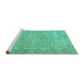 Sideview of Machine Washable Abstract Turquoise Modern Area Rugs, wshabs826turq