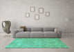 Machine Washable Abstract Turquoise Modern Area Rugs in a Living Room,, wshabs826turq