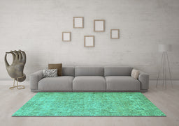Machine Washable Abstract Turquoise Modern Area Rugs in a Living Room,, wshabs826turq