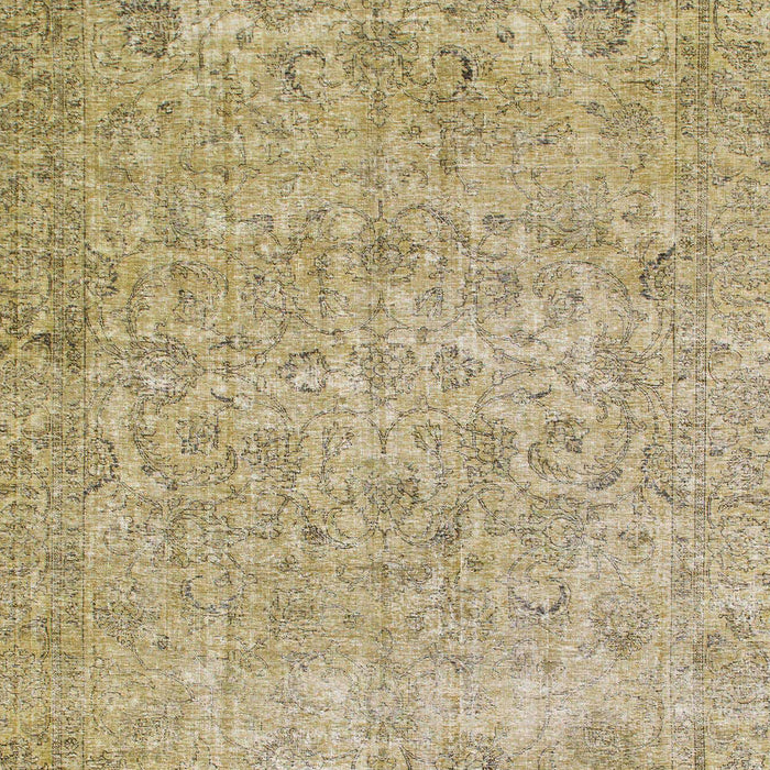 Machine Washable Abstract Ginger Brown Green Rug, wshabs826