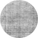 Round Machine Washable Abstract Gray Modern Rug, wshabs827gry