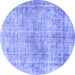 Round Abstract Blue Modern Rug, abs827blu