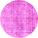 Round Machine Washable Abstract Pink Modern Rug, wshabs827pnk