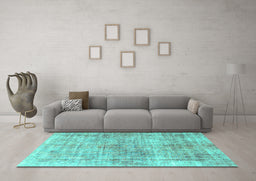 Machine Washable Abstract Turquoise Modern Area Rugs in a Living Room,, wshabs827turq