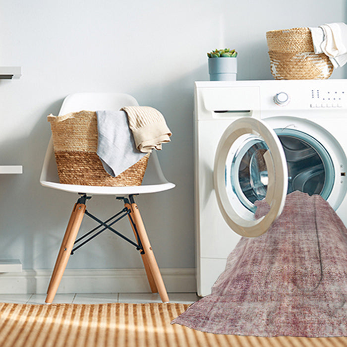 Machine Washable Abstract Purple Pink Rug in a Washing Machine, wshabs827