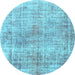 Round Abstract Light Blue Modern Rug, abs827lblu