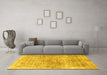 Machine Washable Abstract Yellow Modern Rug in a Living Room, wshabs827yw