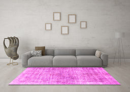 Machine Washable Abstract Pink Modern Rug in a Living Room, wshabs827pnk