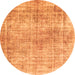 Round Machine Washable Abstract Orange Modern Area Rugs, wshabs827org