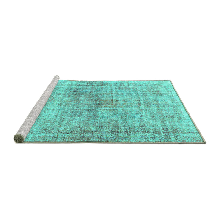 Sideview of Machine Washable Abstract Turquoise Modern Area Rugs, wshabs827turq