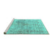 Sideview of Machine Washable Abstract Turquoise Modern Area Rugs, wshabs827turq