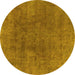 Round Abstract Yellow Modern Rug, abs828yw