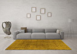 Machine Washable Abstract Yellow Modern Rug in a Living Room, wshabs828yw