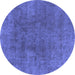 Round Machine Washable Abstract Blue Modern Rug, wshabs828blu