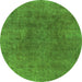 Round Abstract Green Modern Rug, abs828grn