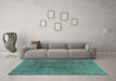 Machine Washable Abstract Turquoise Modern Area Rugs in a Living Room,, wshabs828turq