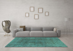 Machine Washable Abstract Turquoise Modern Area Rugs in a Living Room,, wshabs828turq