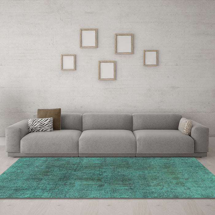 Machine Washable Abstract Turquoise Modern Area Rugs in a Living Room,, wshabs828turq