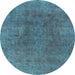 Round Machine Washable Abstract Light Blue Modern Rug, wshabs828lblu