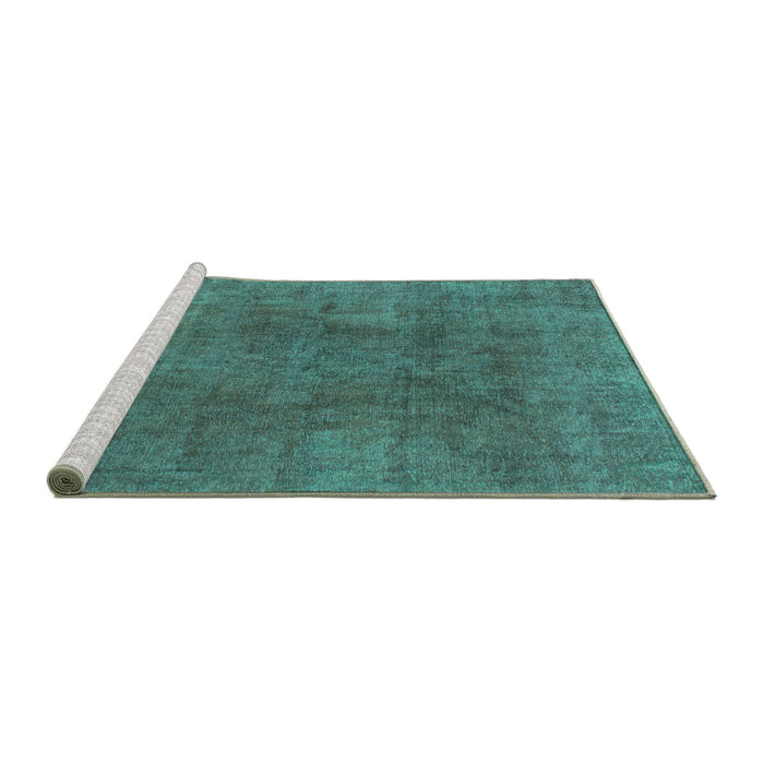 Sideview of Machine Washable Abstract Turquoise Modern Area Rugs, wshabs828turq