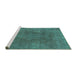 Sideview of Machine Washable Abstract Turquoise Modern Area Rugs, wshabs828turq