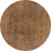 Round Abstract Brown Modern Rug, abs828brn