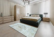 Abstract Cloud Gray Modern Rug in a Bedroom, abs829