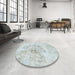 Round Abstract Cloud Gray Modern Rug in a Office, abs829