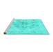 Sideview of Machine Washable Abstract Turquoise Modern Area Rugs, wshabs829turq