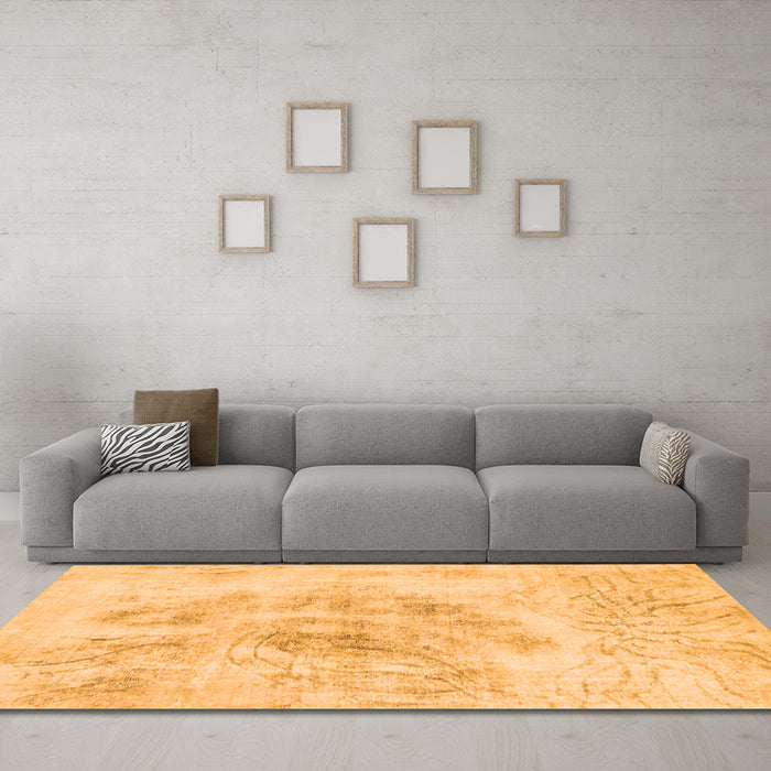 Machine Washable Abstract Orange Modern Area Rugs in a Living Room, wshabs829org